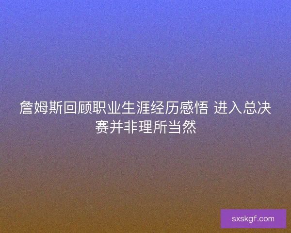 詹姆斯回顾职业生涯经历感悟 进入总决赛并非理所当然