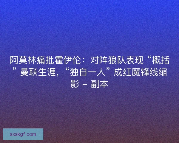 阿莫林痛批霍伊伦：对阵狼队表现 “概括” 曼联生涯，“独自一人” 成红魔锋线缩影 - 副本