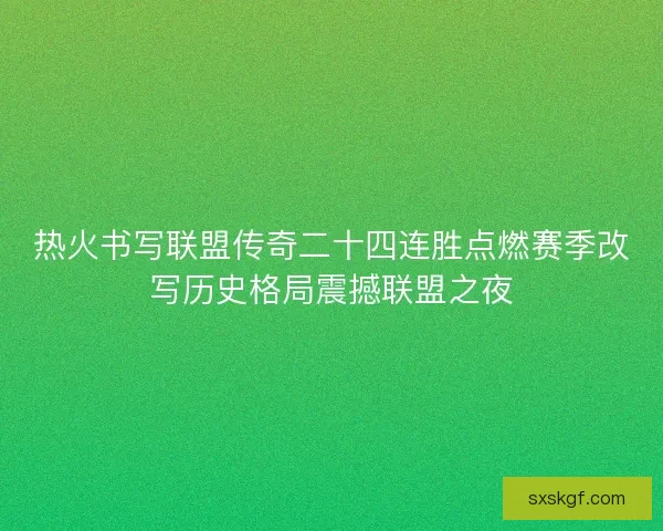 热火书写联盟传奇二十四连胜点燃赛季改写历史格局震撼联盟之夜