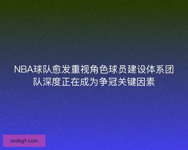NBA球队愈发重视角色球员建设体系团队深度正在成为争冠关键因素 NBA球队愈发重视角色球员建设体系团队深度正在成为争冠关键因素
